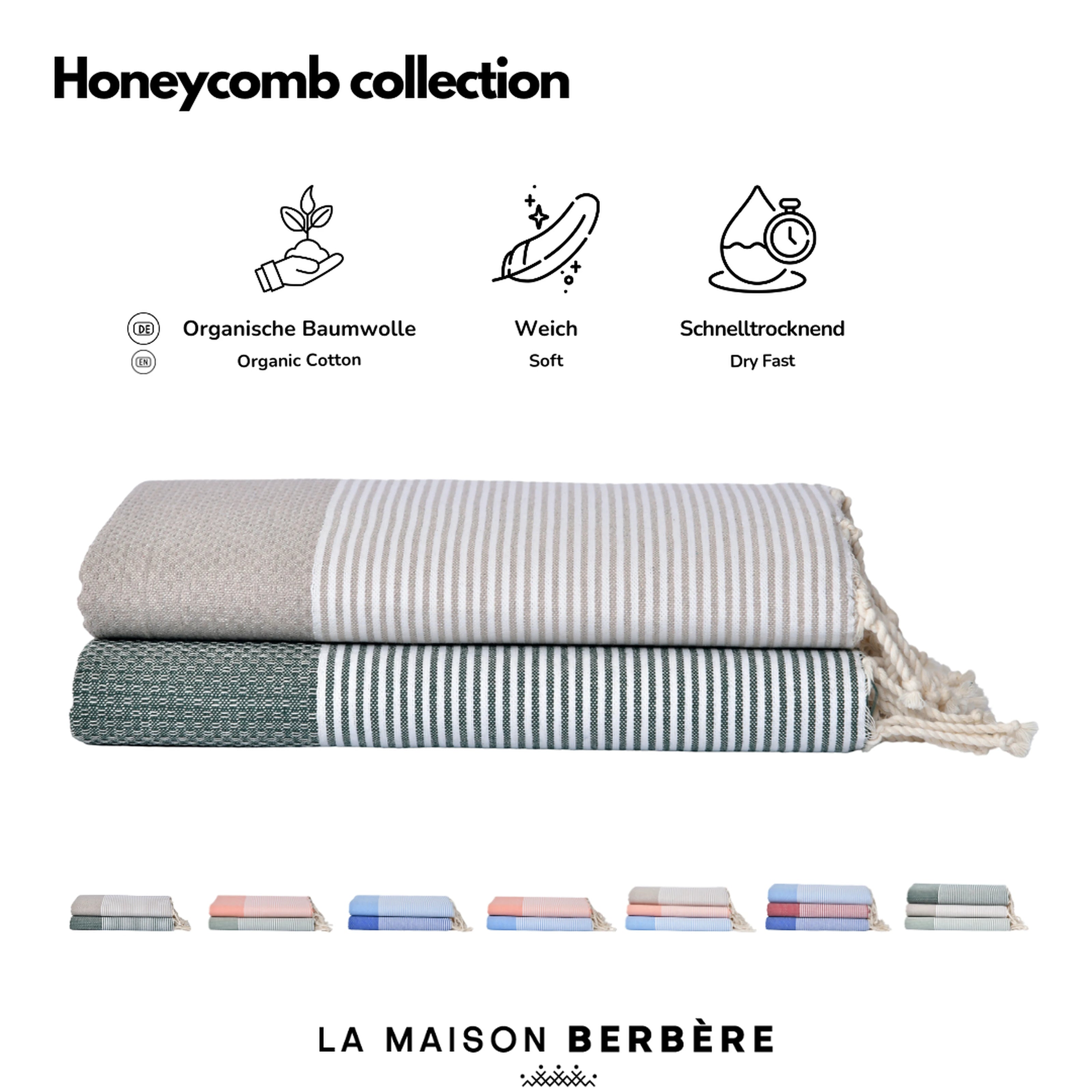 Honeycomb Harmony Collection: Cream & Dark Green
