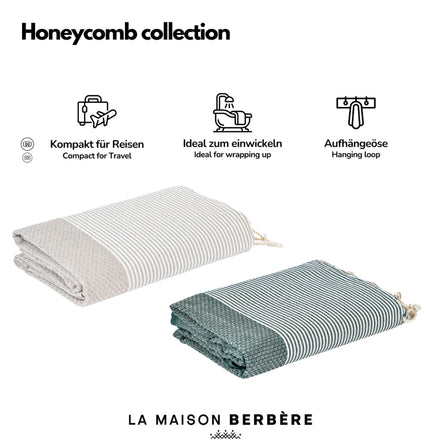 Honeycomb Harmony Collection: Cream &amp; Dark Green