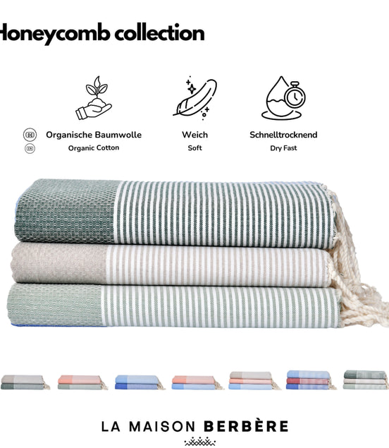 Honeycomb Tranquility Kollektion: Dunkelgrün, Crème & Salbeigrün