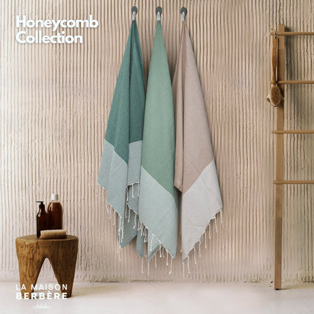 Honeycomb Tranquility Collection: Dark Green, Cream &amp; Sage Green