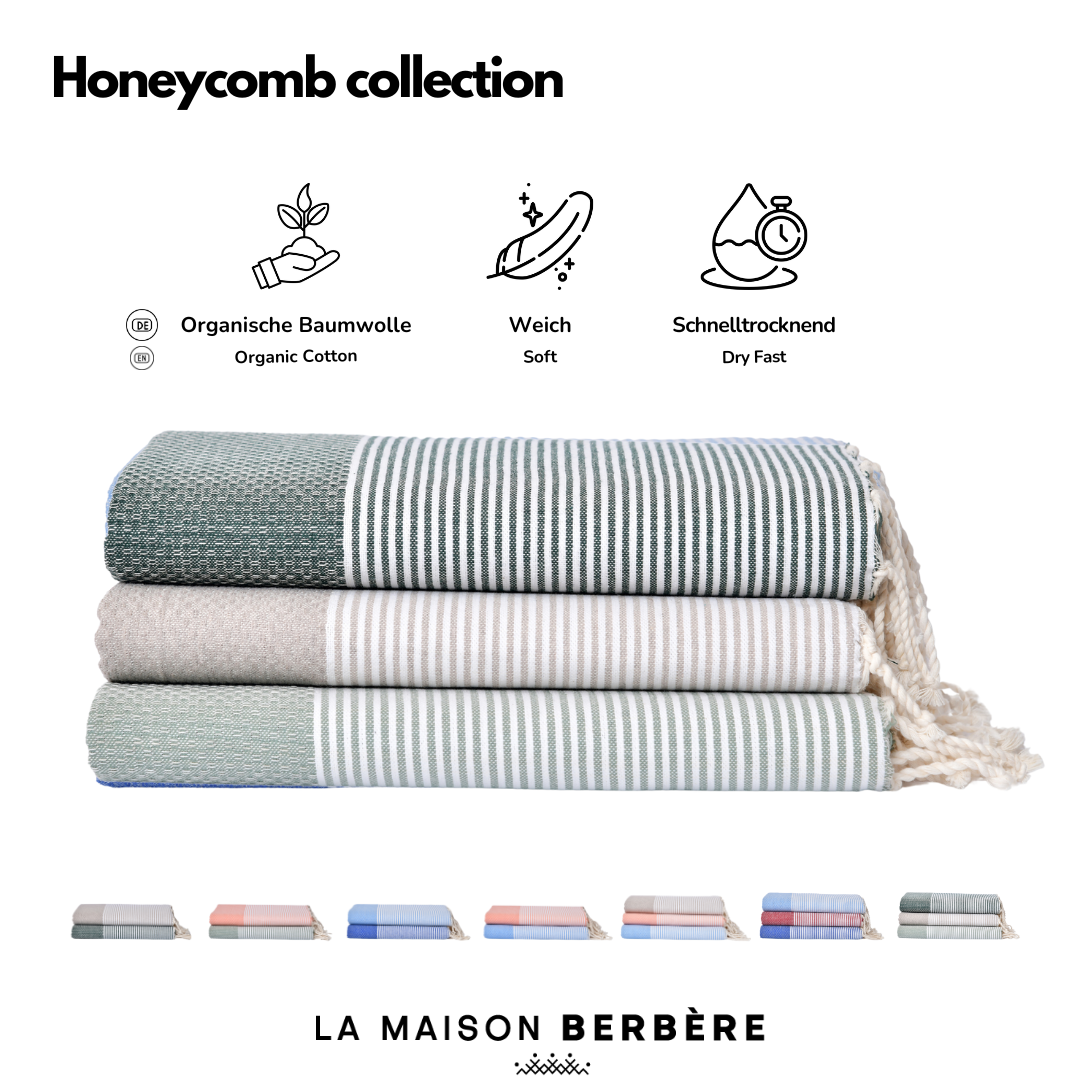 Honeycomb Tranquility Collection: Dark Green, Cream & Sage Green