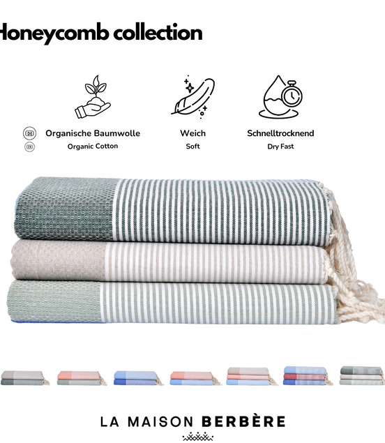 Honeycomb Tranquility Kollektion: Dunkelgrün, Crème & Salbeigrün