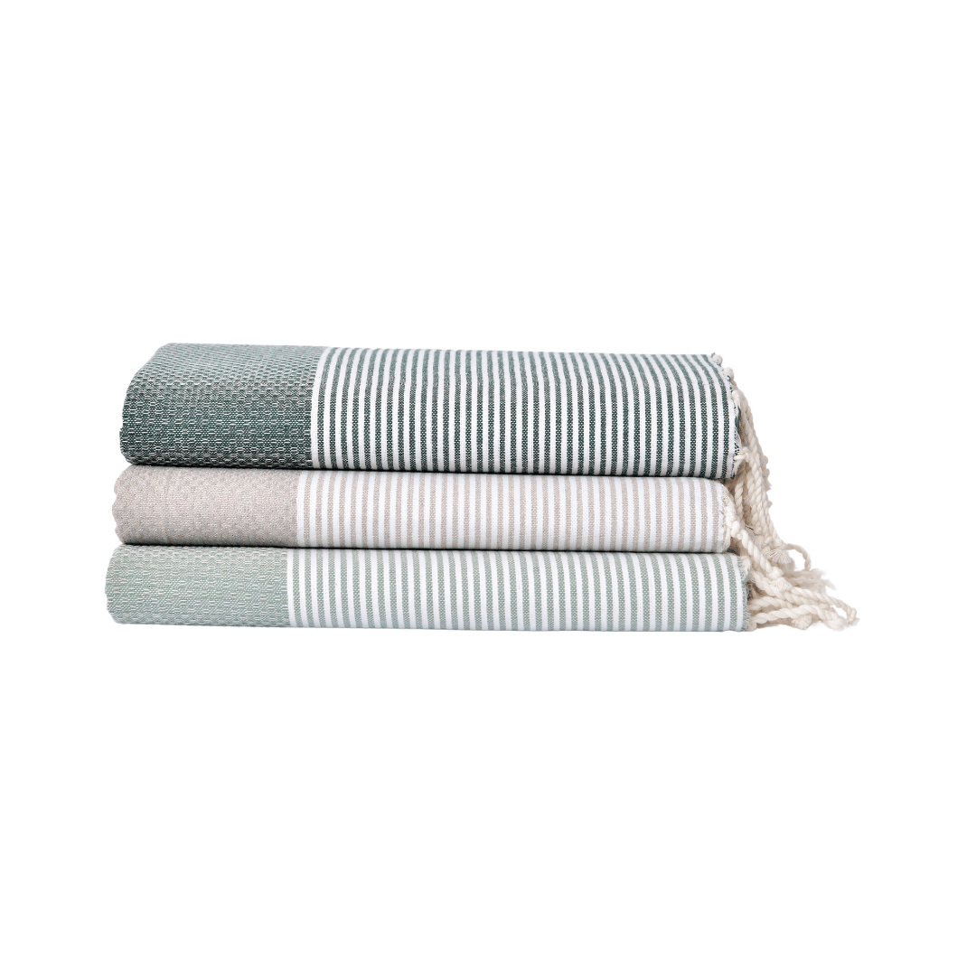 Honeycomb Tranquility Collection: Dark Green, Cream & Sage Green