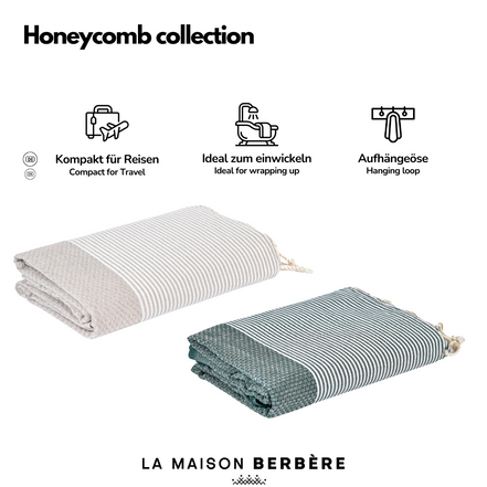 Honeycomb Harmony Collection: Cream &amp; Dark Green