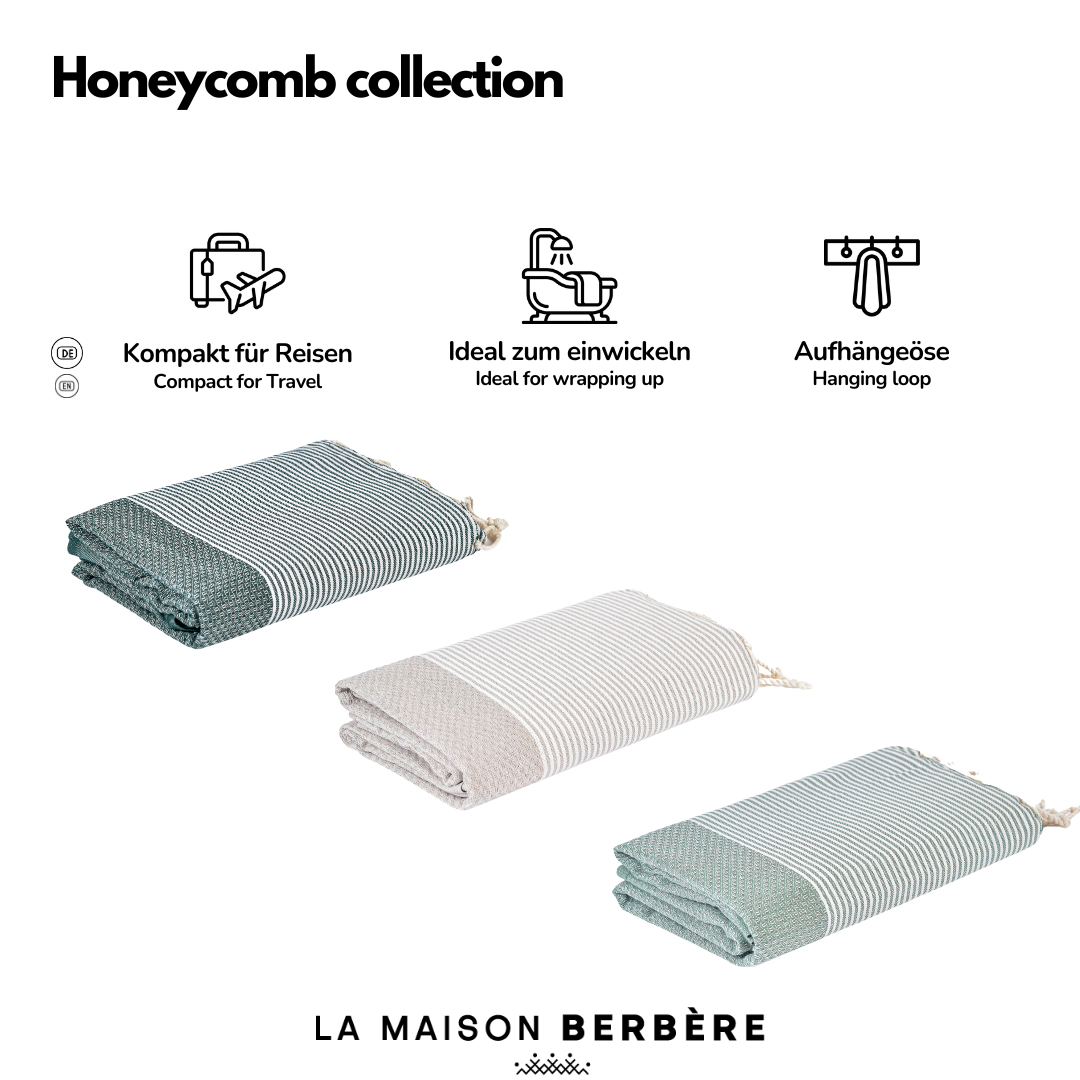 Honeycomb Tranquility Collection: Dark Green, Cream & Sage Green