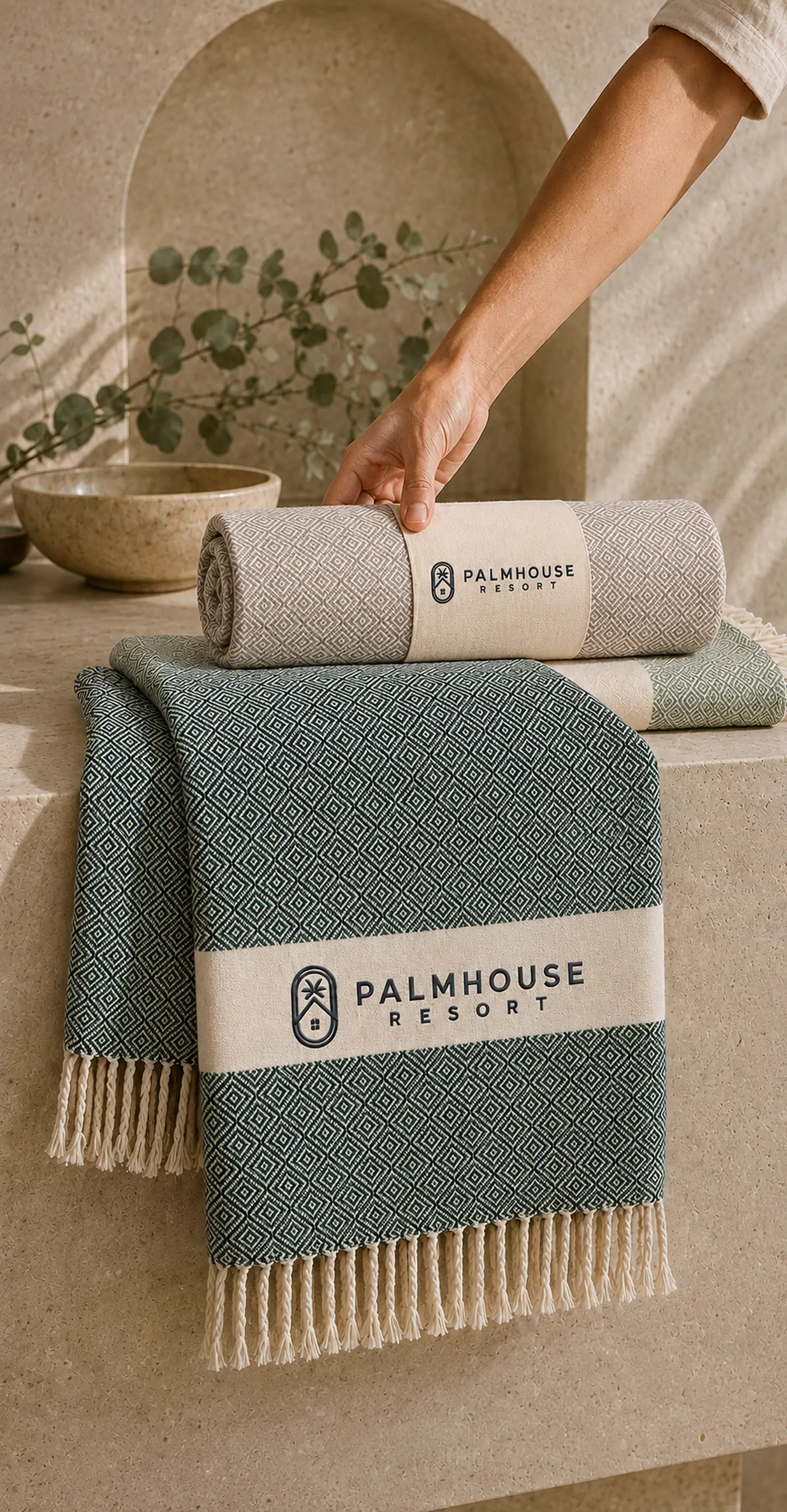 Custom La Maison Berbère fouta for a hospitality project